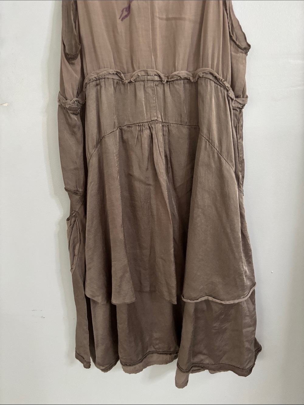 Desigual Taupe Floral Embroidered Button-Front Dress silk - Picture 9 of 9
